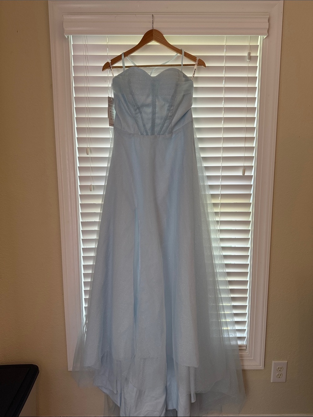 Light Blue Tulle Evening Gown